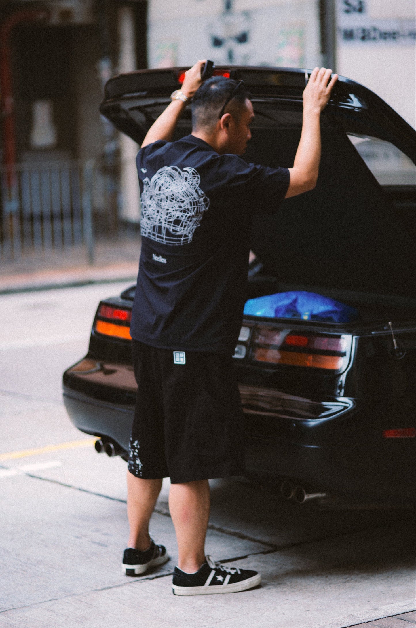 獅王無用 NEEDLESS SS25 - NEEDLESS PAINTING WORKER SHORTS / BLACK