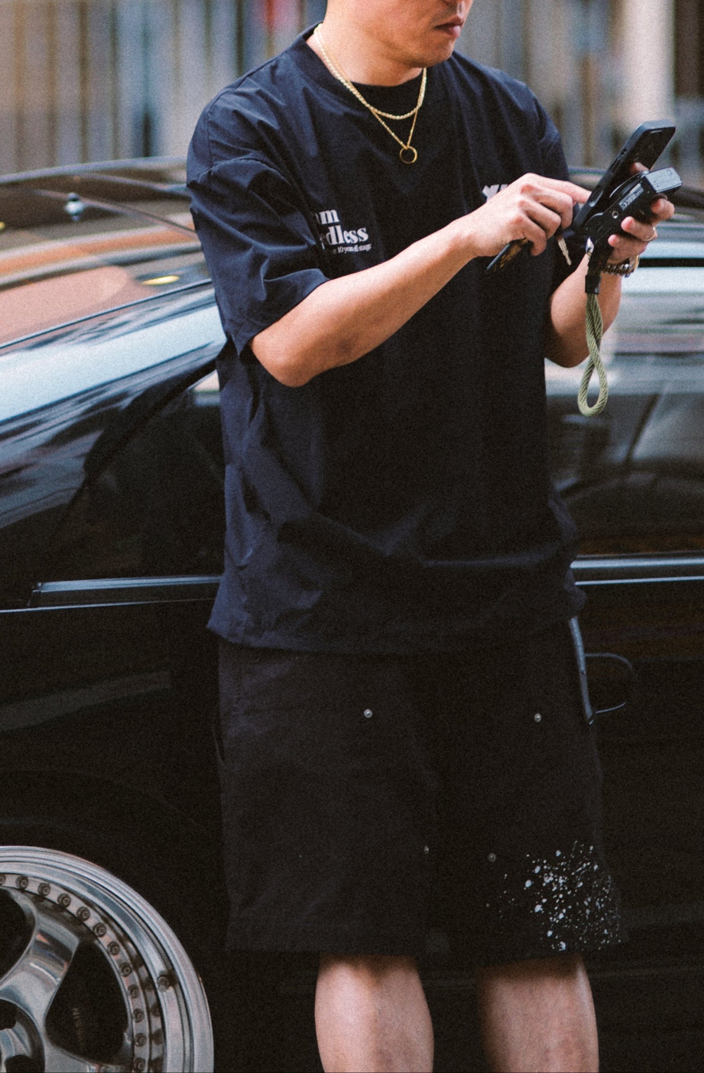 獅王無用 NEEDLESS SS25 - NEEDLESS PAINTING WORKER SHORTS / BLACK