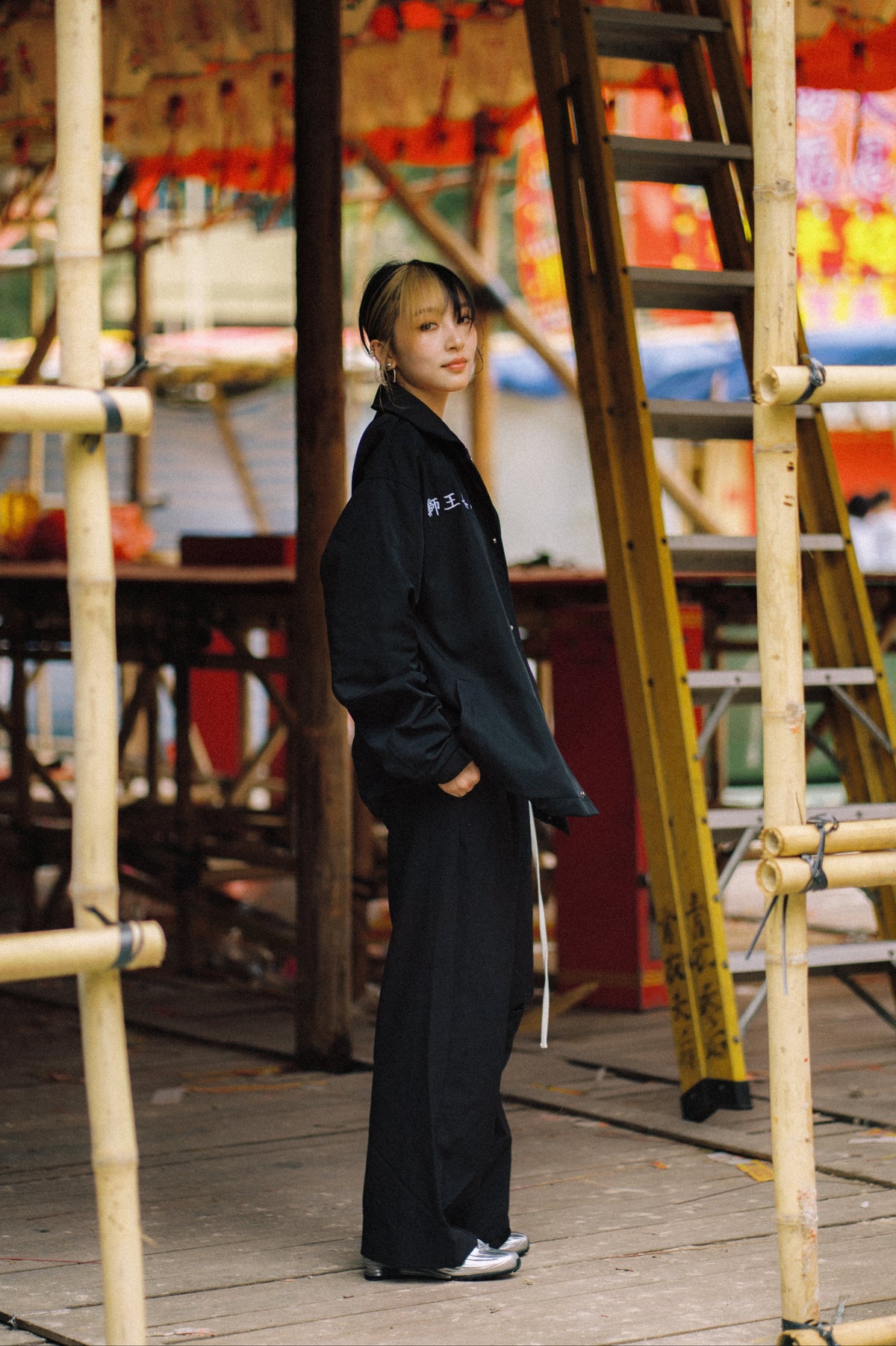 NEEDLESS 26 SPECIAL PRODUCT《港式刺青南方獅圖騰》EMBROIDERY COACH JACKET l BLACK