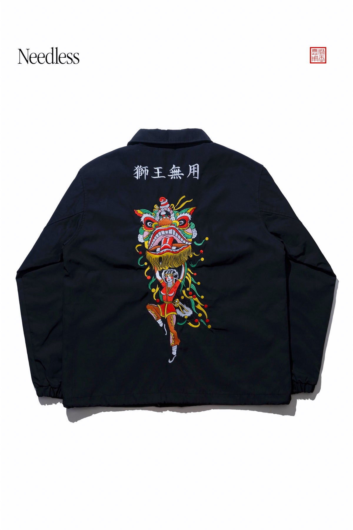 NEEDLESS 26 SPECIAL PRODUCT《港式刺青南方獅圖騰》EMBROIDERY COACH JACKET l BLACK