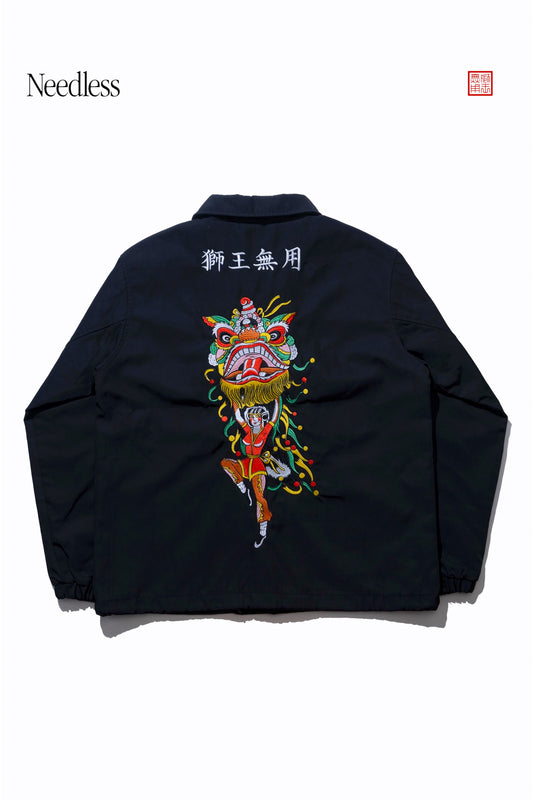 NEEDLESS 26 SPECIAL PRODUCT《港式刺青南方獅圖騰》EMBROIDERY COACH JACKET l BLACK
