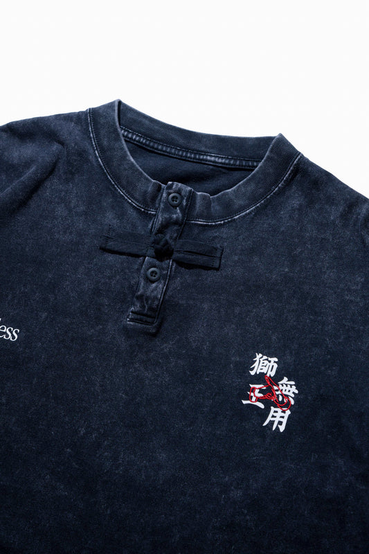 NEEDLESS 獅王無用 SS26 KUNG FU TEE I WASHED BLACK