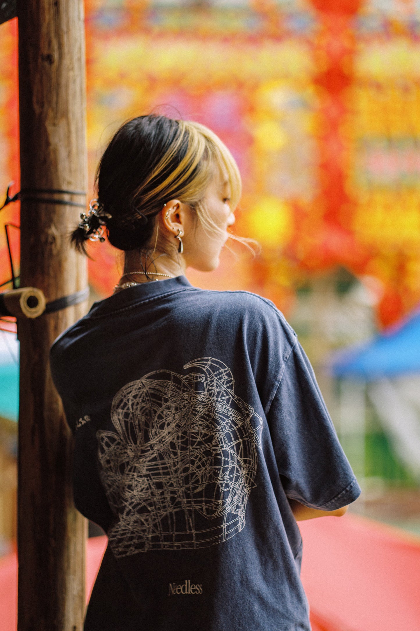 NEEDLESS 獅王無用 SS26「勝頭」WASHED TEE / NAVY