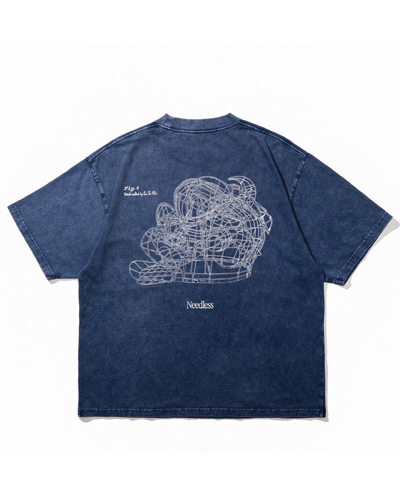 NEEDLESS 獅王無用 SS26「勝頭」WASHED TEE / NAVY