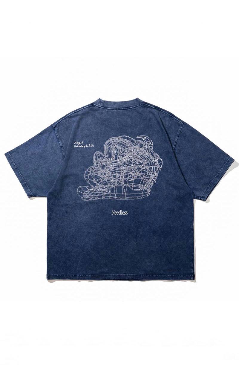 NEEDLESS 獅王無用 SS26「勝頭」WASHED TEE / NAVY